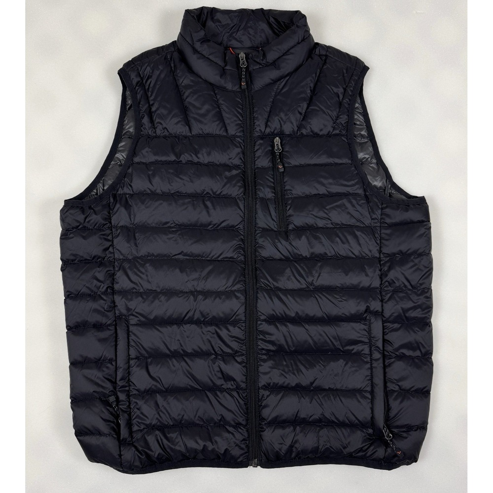 Hawke & Co Mens Sport Performance Duck Down Puffer Vest Sz M Black Quilted Zip